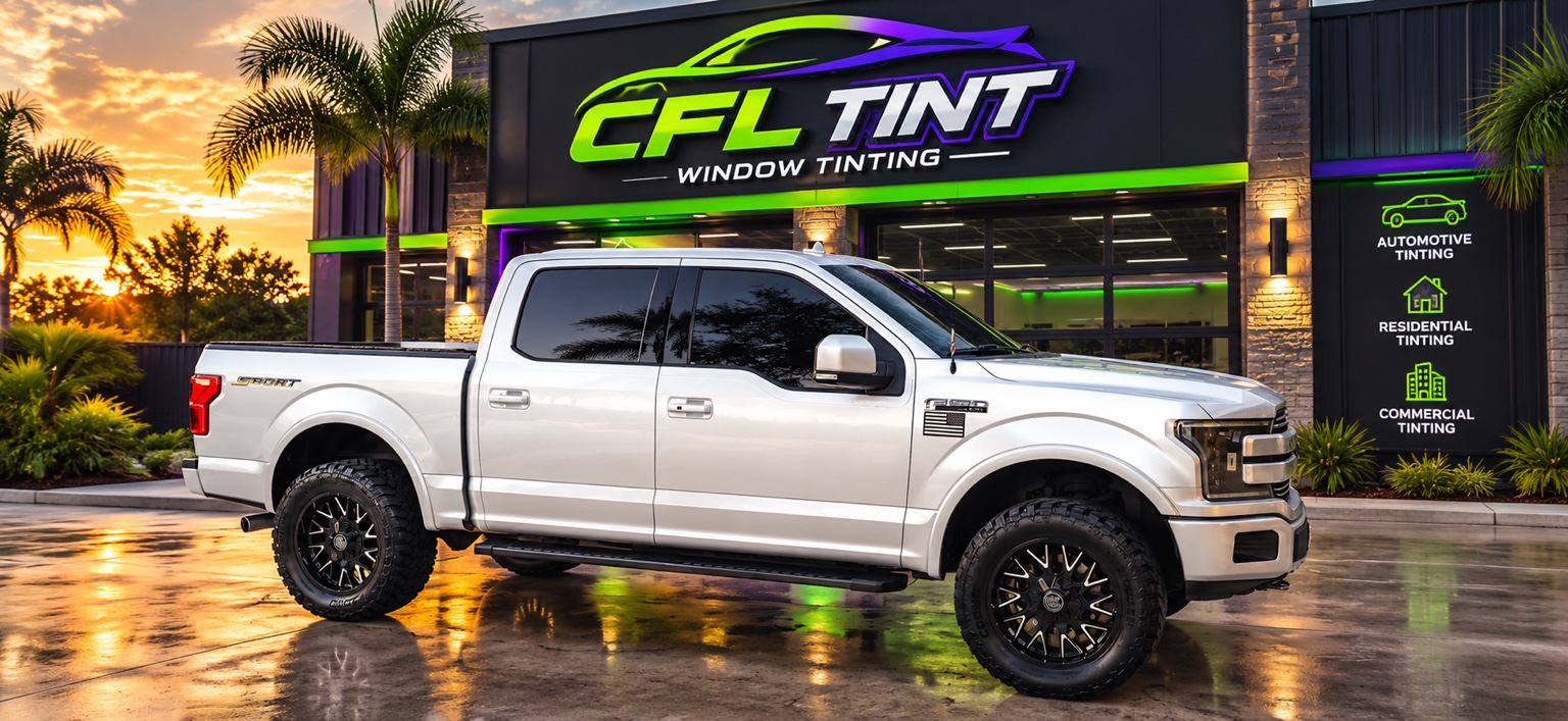 CFL TINT outdoor shop concept with truck